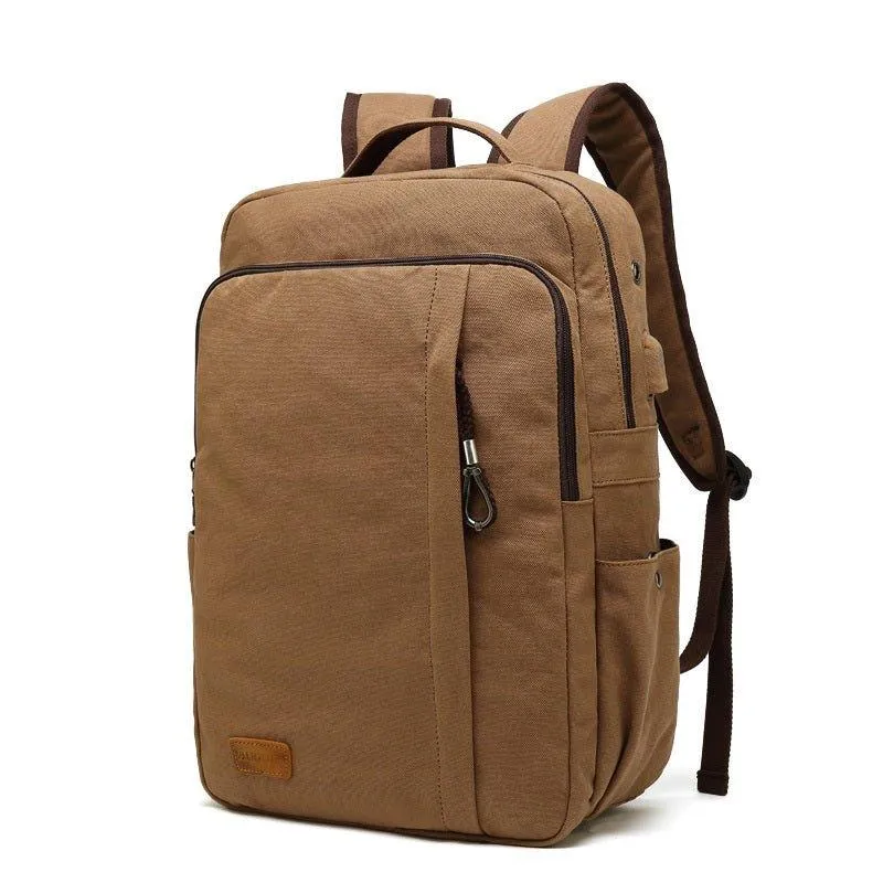 Leisure Canvas Backpack With USB for College