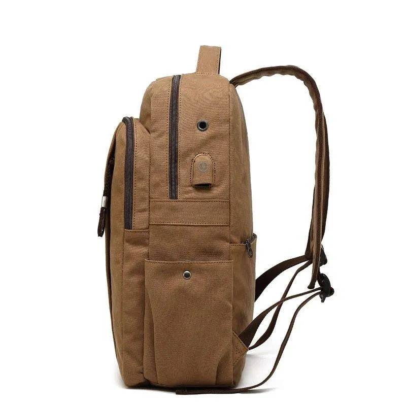 Leisure Canvas Backpack With USB for College