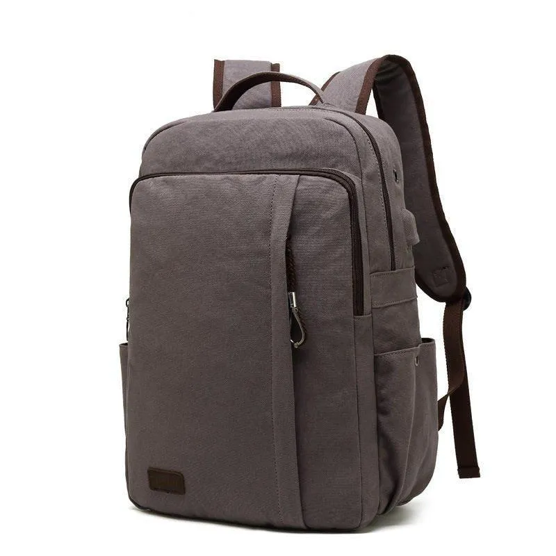 Leisure Canvas Backpack With USB for College