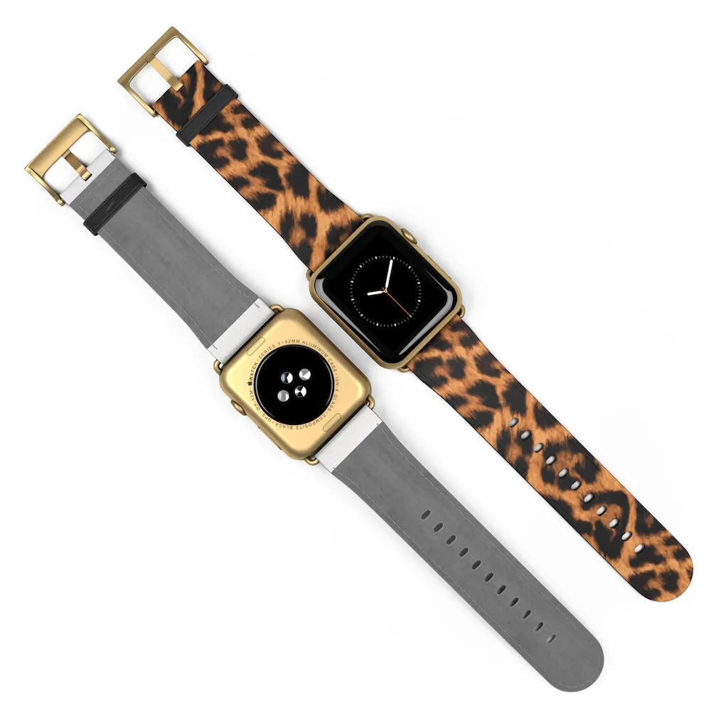 Leopard Print / Faux Leather / Watch Band / Suitable for Apple Watch Series 1, 2, 3, 4, 5, 6, 7 and SE devices