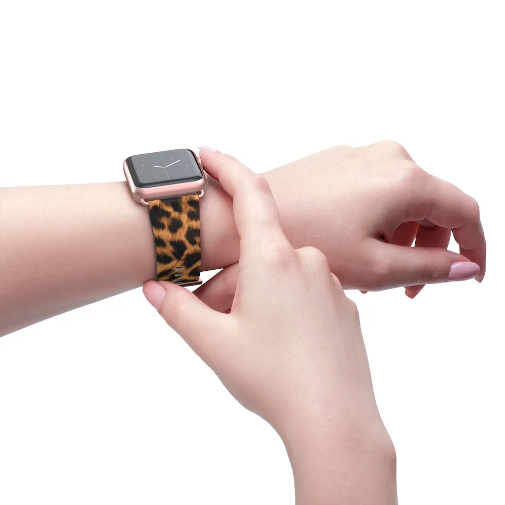Leopard Print / Faux Leather / Watch Band / Suitable for Apple Watch Series 1, 2, 3, 4, 5, 6, 7 and SE devices