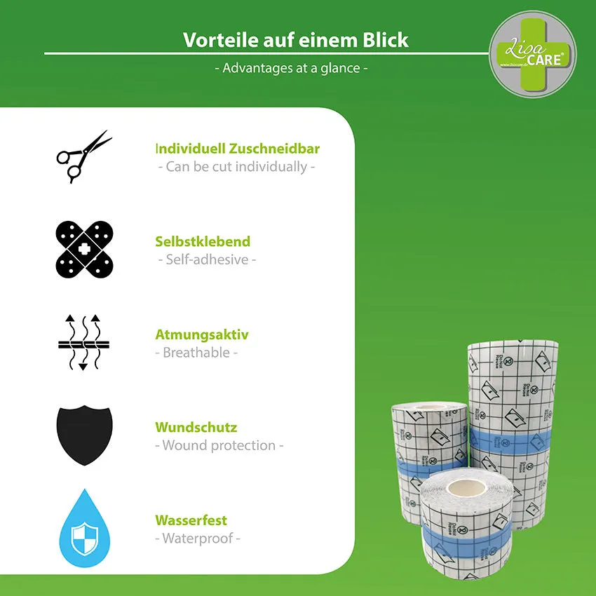 LisaCare Tattoo & Duschpflaster Rolle 10cm x 10m - Verbesserte Wundheilung