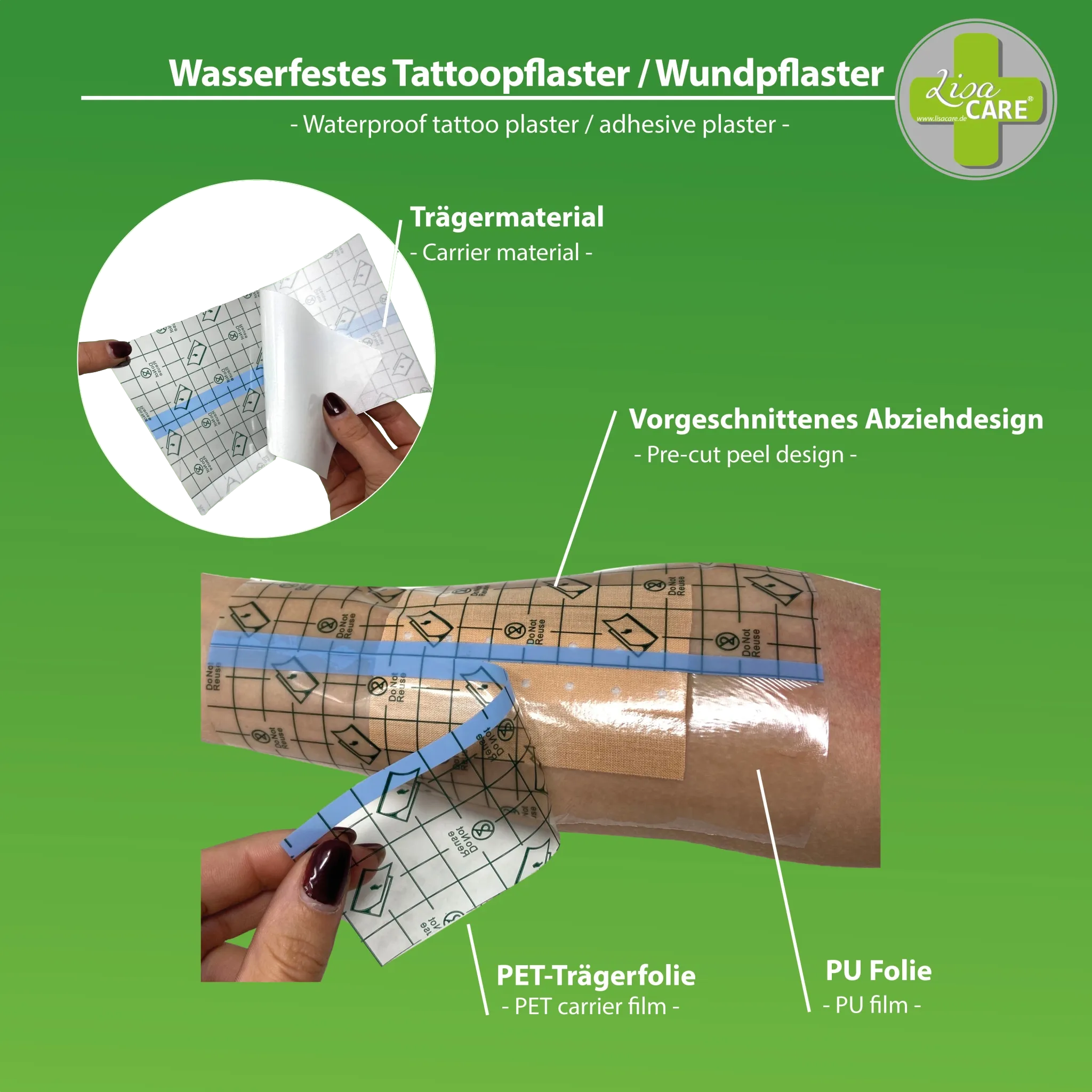 LisaCare Tattoo & Duschpflaster Rolle 10cm x 10m - Verbesserte Wundheilung
