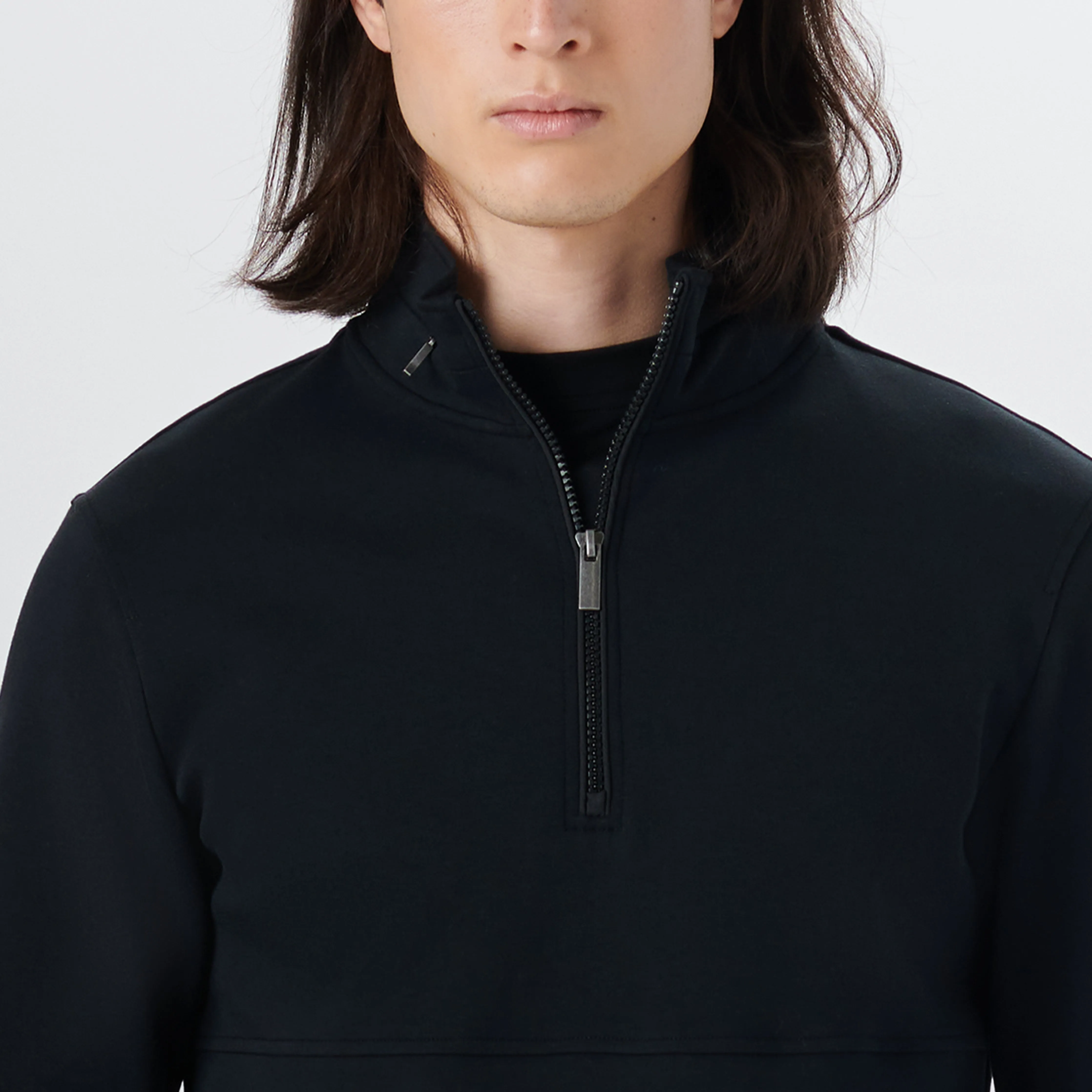 Long Sleeve Quarter Zip Pullover With Hood