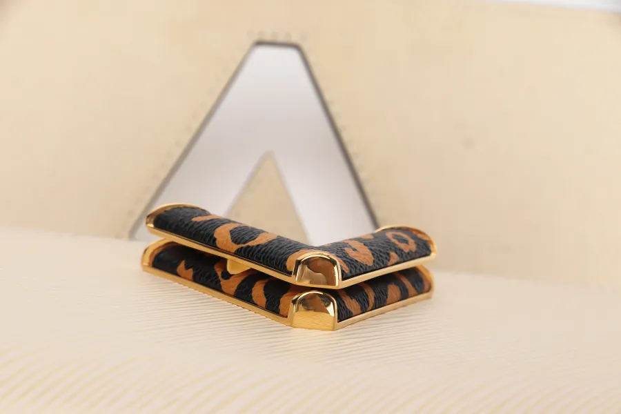 LOUIS VUITTON M53928 TWIST MM SIZE BEIGE JUNGLE PRINT EPI LEATHER GOLD HARDWARE WITH CHAIN
