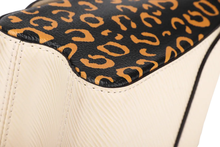 LOUIS VUITTON M53928 TWIST MM SIZE BEIGE JUNGLE PRINT EPI LEATHER GOLD HARDWARE WITH CHAIN