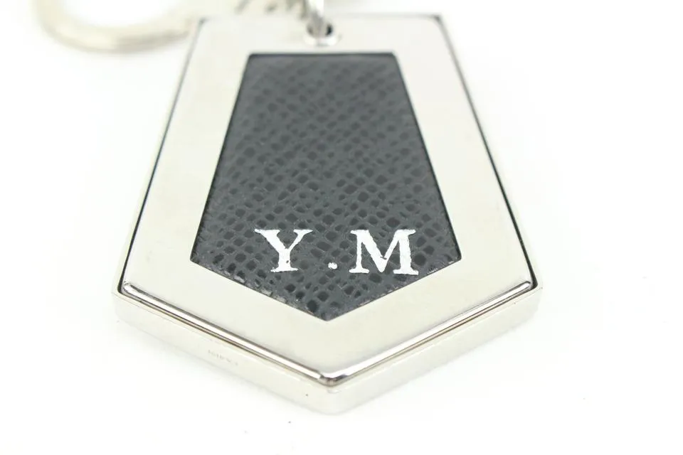Louis Vuitton Silver x Black Taiga Keychain Bag Charm Pendant 45lz421s