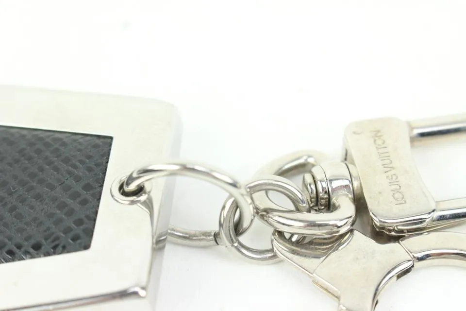 Louis Vuitton Silver x Black Taiga Keychain Bag Charm Pendant 45lz421s