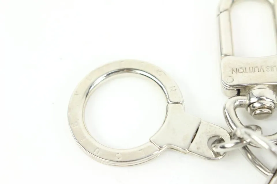 Louis Vuitton Silver x Black Taiga Keychain Bag Charm Pendant 45lz421s