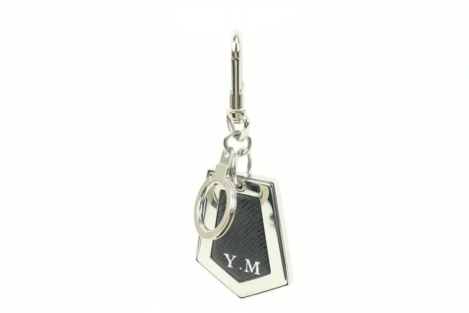 Louis Vuitton Silver x Black Taiga Keychain Bag Charm Pendant 45lz421s