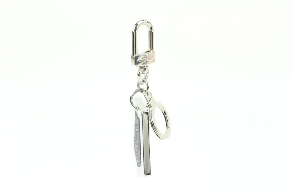 Louis Vuitton Silver x Black Taiga Keychain Bag Charm Pendant 45lz421s