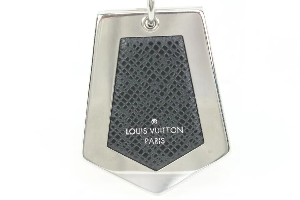 Louis Vuitton Silver x Black Taiga Keychain Bag Charm Pendant 45lz421s