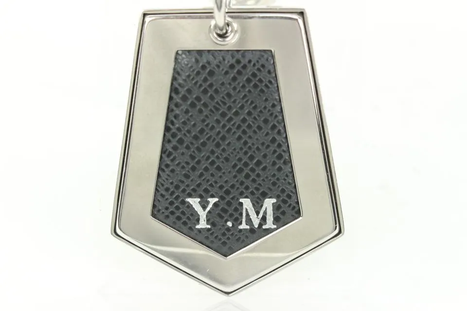 Louis Vuitton Silver x Black Taiga Keychain Bag Charm Pendant 45lz421s