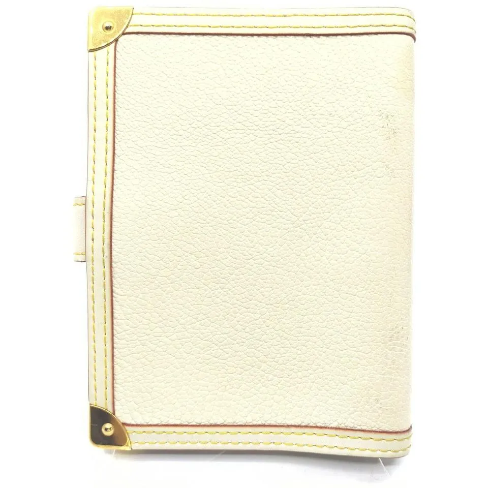 Louis Vuitton White Suhali Leather Small Ring Agenda PM Diary Cover 863193