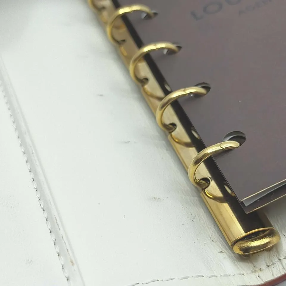 Louis Vuitton White Suhali Leather Small Ring Agenda PM Diary Cover 863193