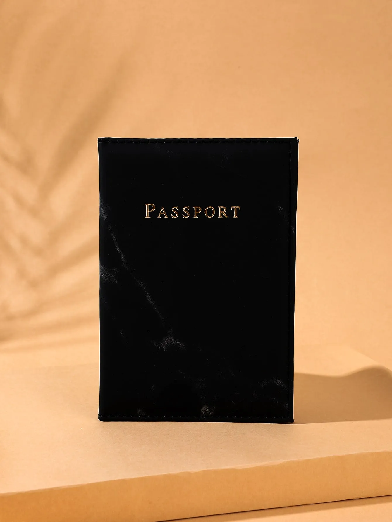 Marble Pattern Letter Detail Small Wallet - Black- FD ⚡