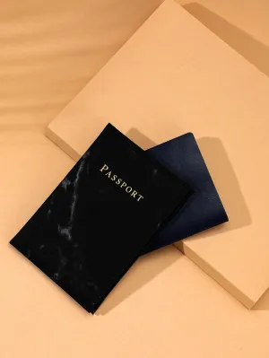 Marble Pattern Letter Detail Small Wallet - Black- FD ⚡