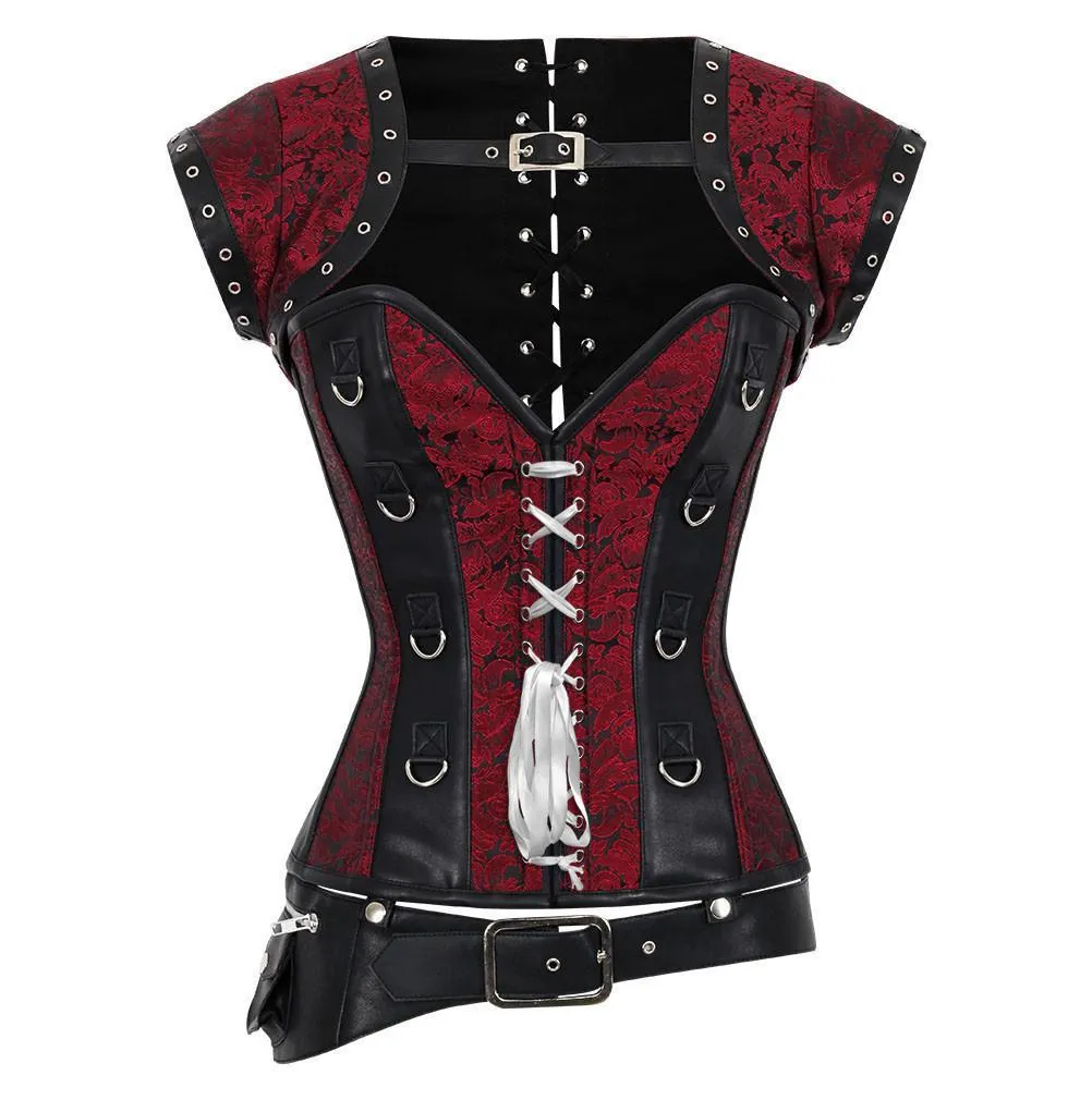 Marla Brocade & Faux Leather Gothic Corset