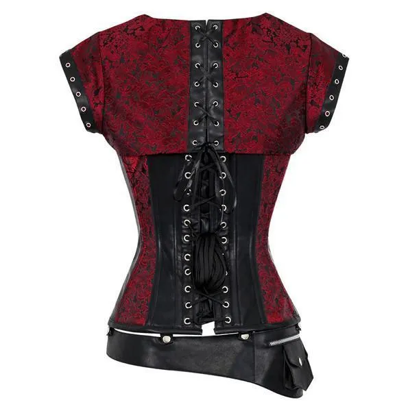 Marla Brocade & Faux Leather Gothic Corset