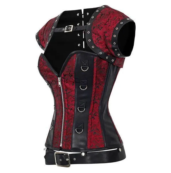 Marla Brocade & Faux Leather Gothic Corset