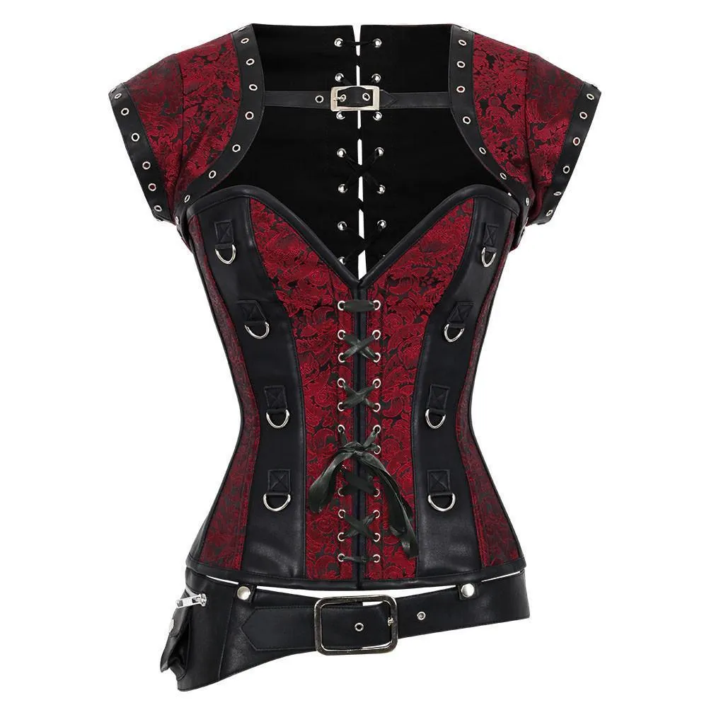 Marla Brocade & Faux Leather Gothic Corset