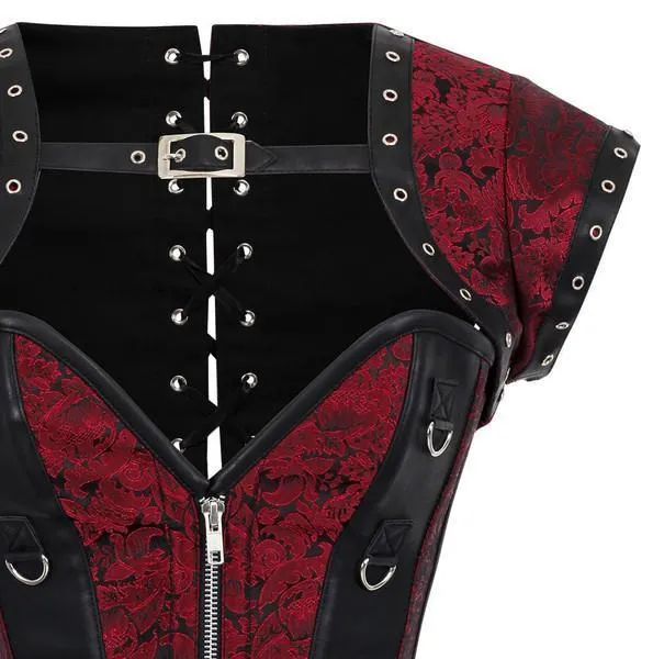 Marla Brocade & Faux Leather Gothic Corset