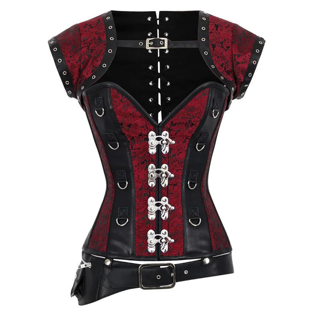 Marla Brocade & Faux Leather Gothic Corset