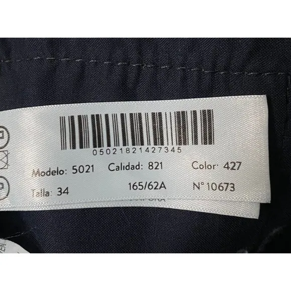 Massimo Dutti Denim Shorts 2 Blue Dark Wash Button Fly Faux Leather Pocket NWT