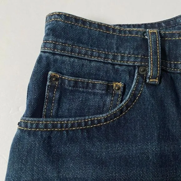 Massimo Dutti Denim Shorts 2 Blue Dark Wash Button Fly Faux Leather Pocket NWT