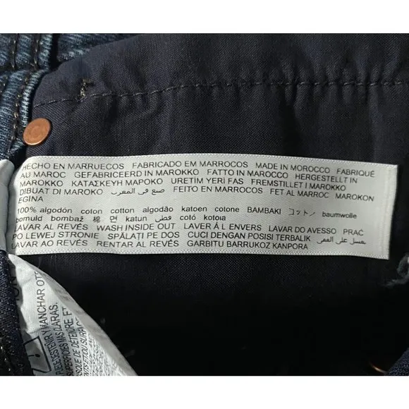 Massimo Dutti Denim Shorts 2 Blue Dark Wash Button Fly Faux Leather Pocket NWT