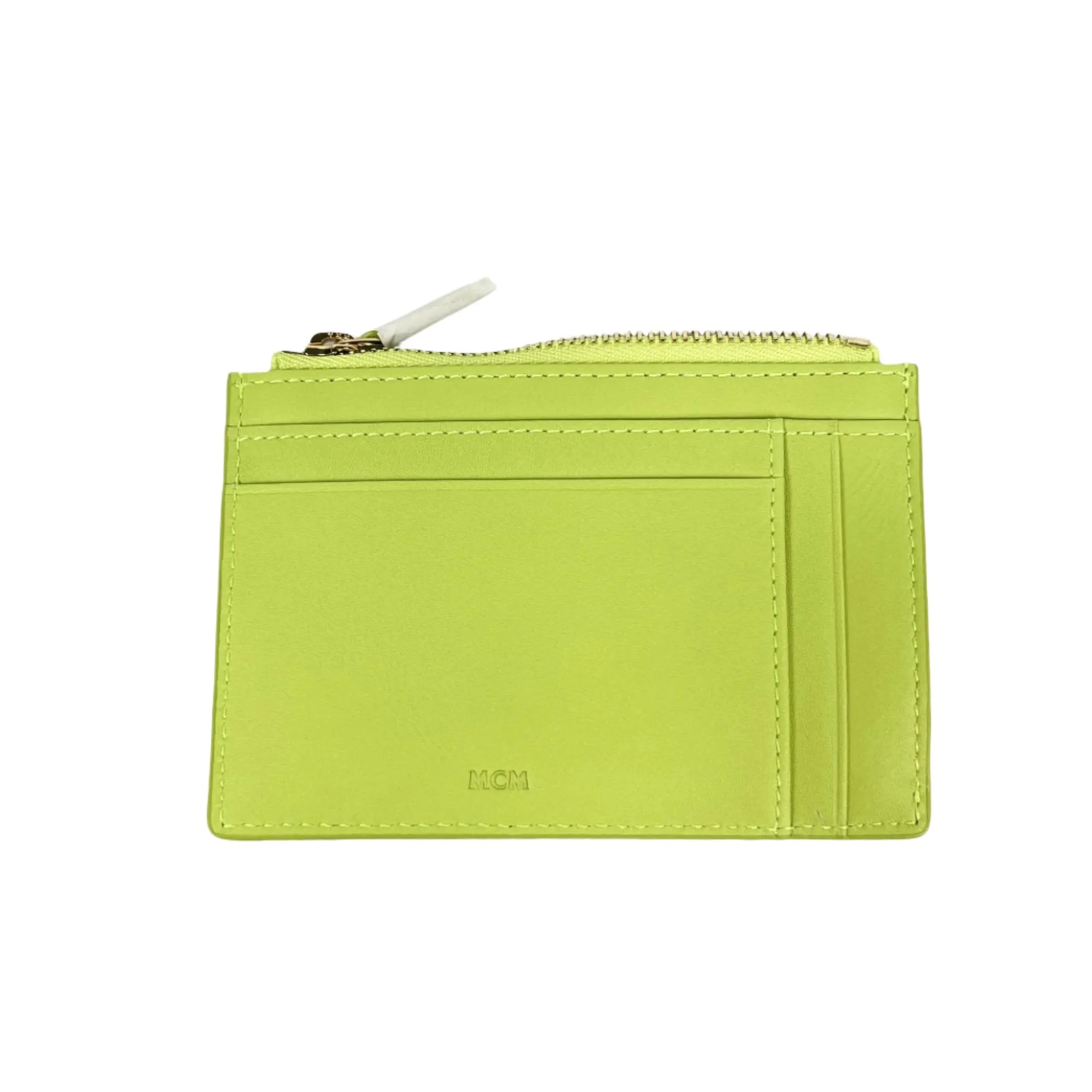 MCM Mode Travia Acid Lime Leather Card Case