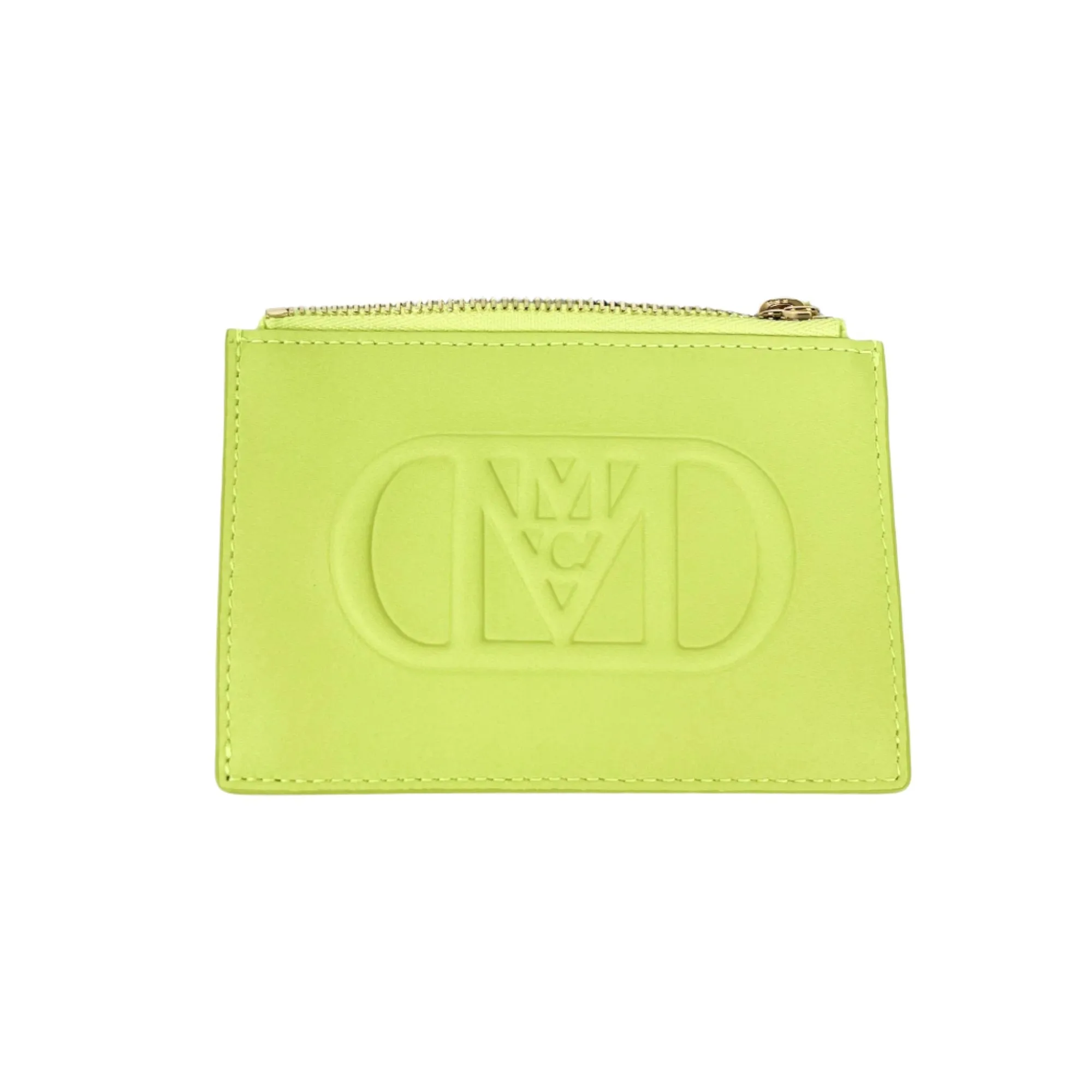 MCM Mode Travia Acid Lime Leather Card Case