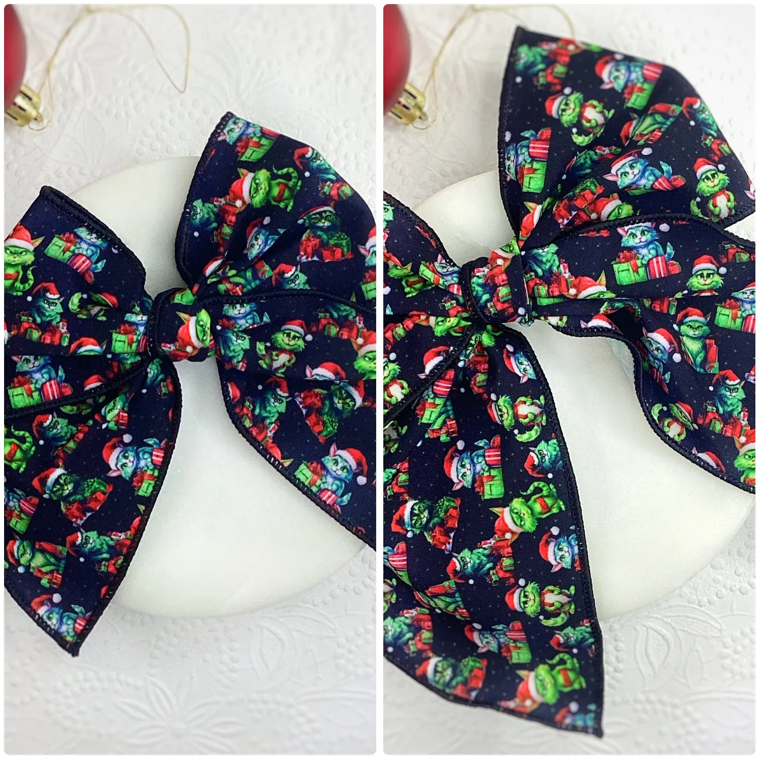 Mean Green Christmas Cats Bow Strip Collection
