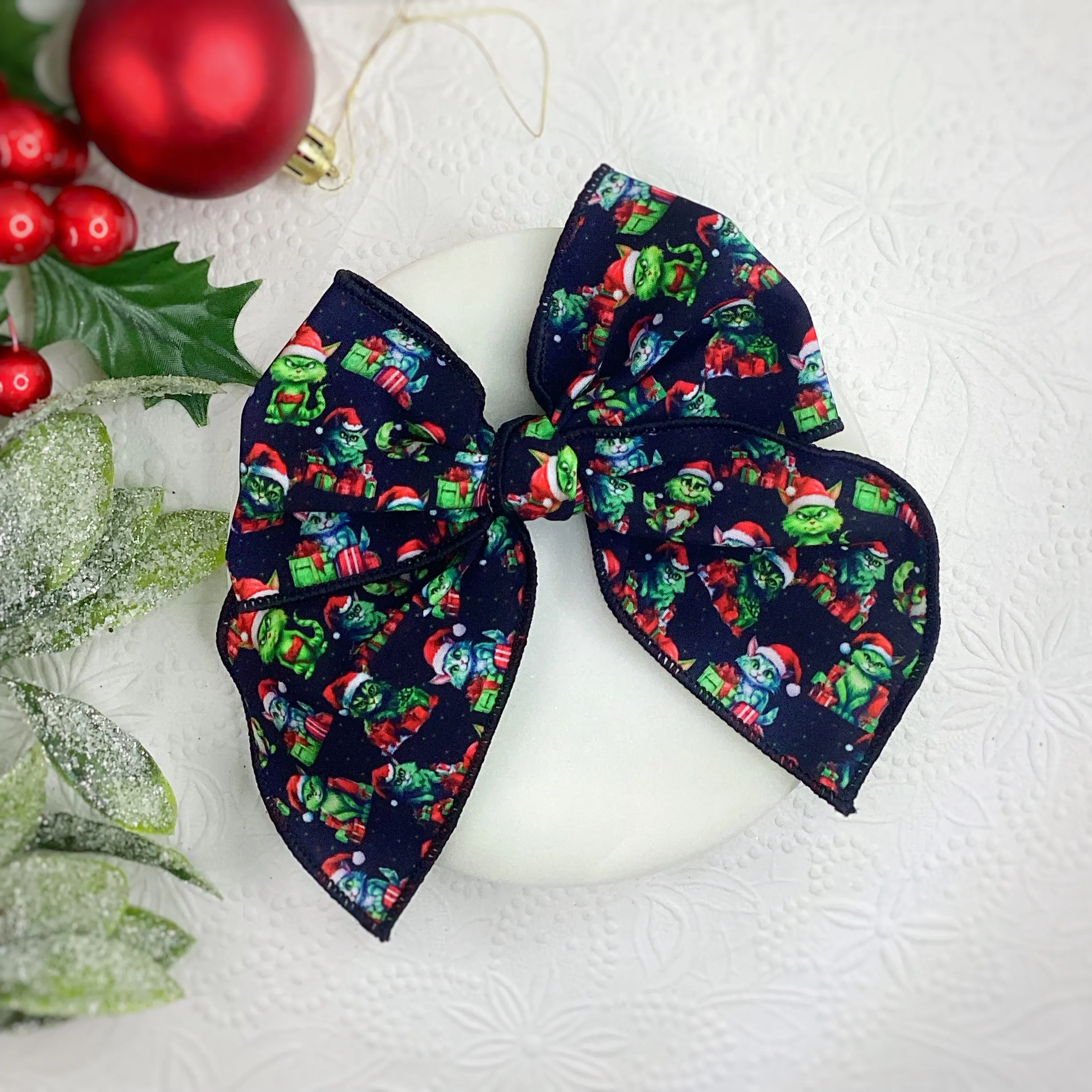 Mean Green Christmas Cats Bow Strip Collection