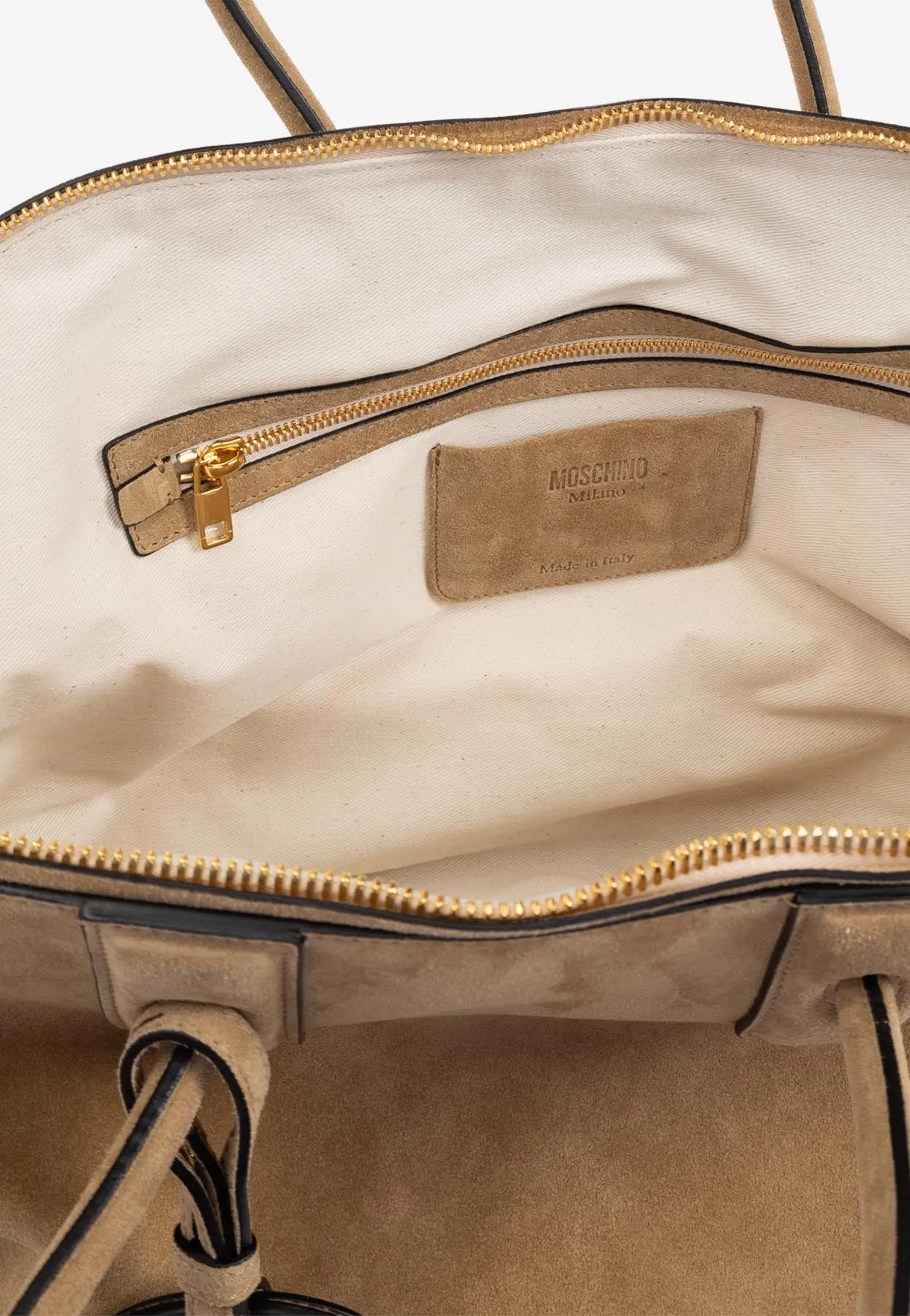 Medium Suede Folding Top Handle Bag