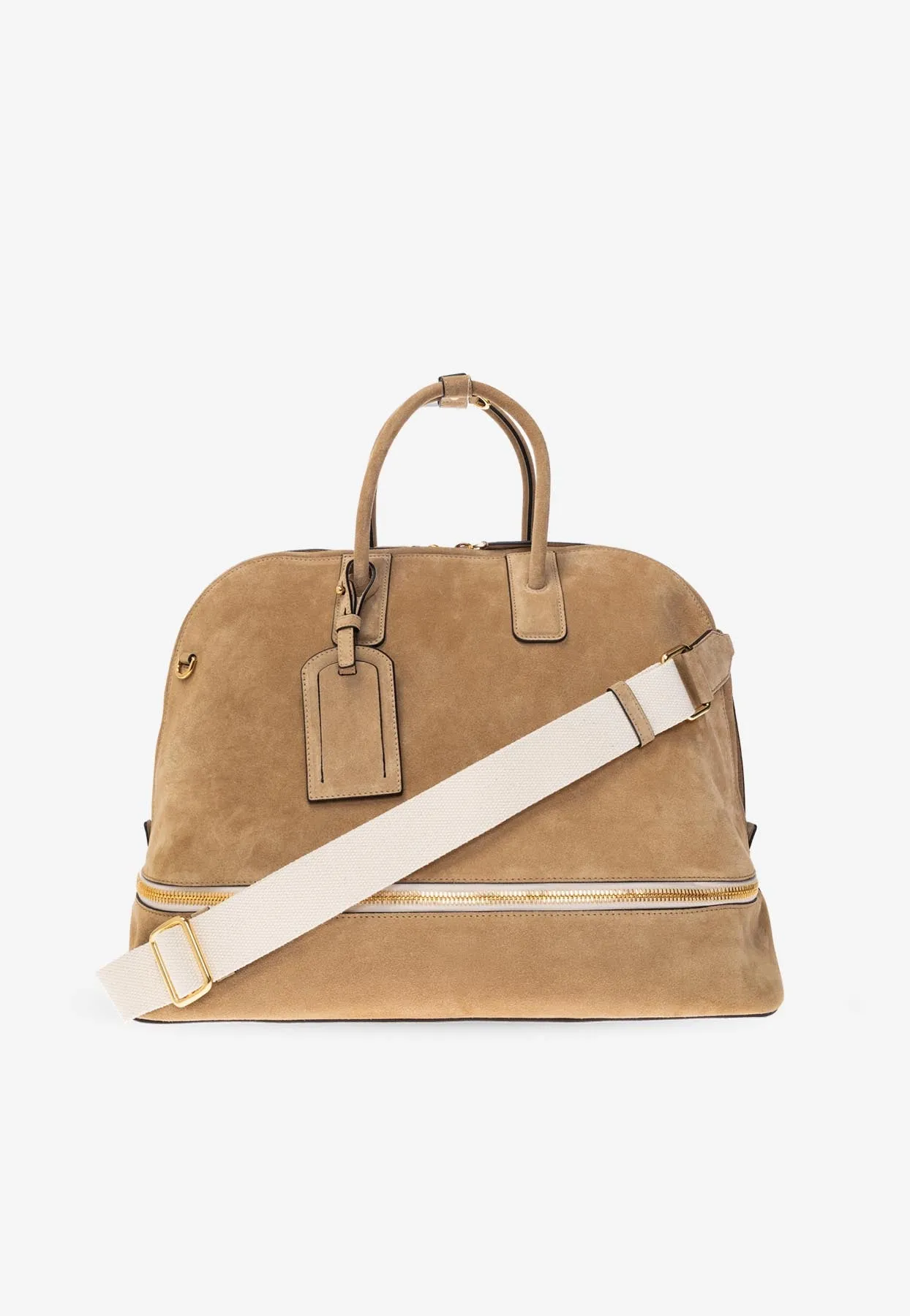 Medium Suede Folding Top Handle Bag