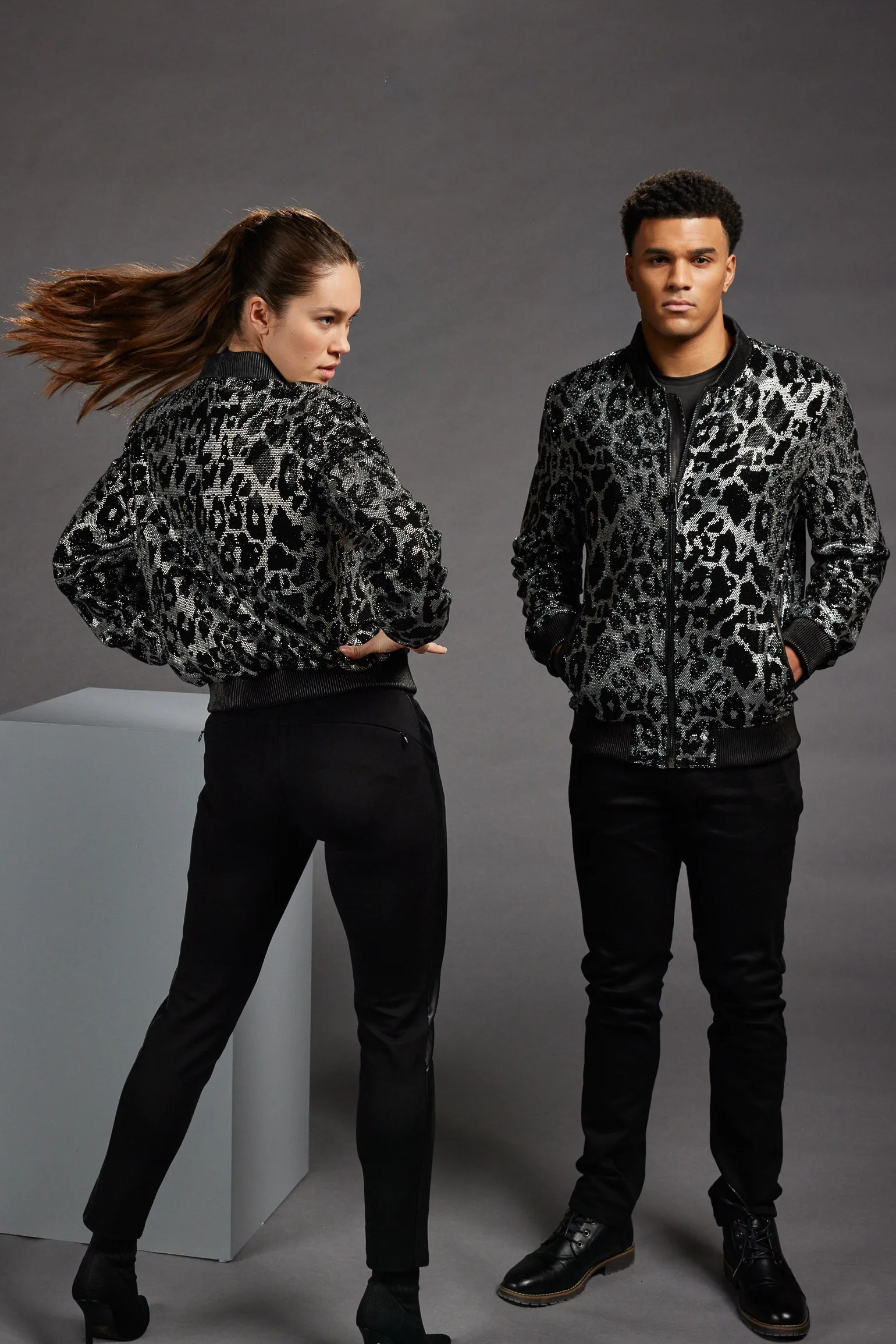 Men's Dazzling Crystal Bomber Jacket