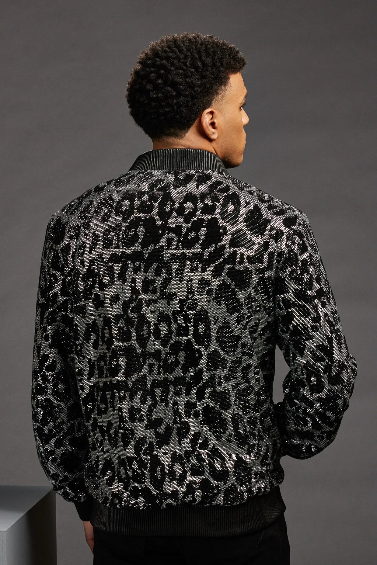 Men's Dazzling Crystal Bomber Jacket