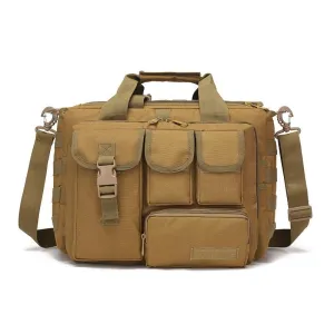 Men's Tactical Messenger Bag, Waterproof Canvas, Black/Army Green/Tan