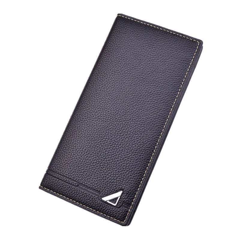 Men's Thin Fashion Litchi Pattern Soft Leather Large Bags