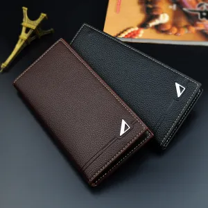Men's Thin Fashion Litchi Pattern Soft Leather Large Bags
