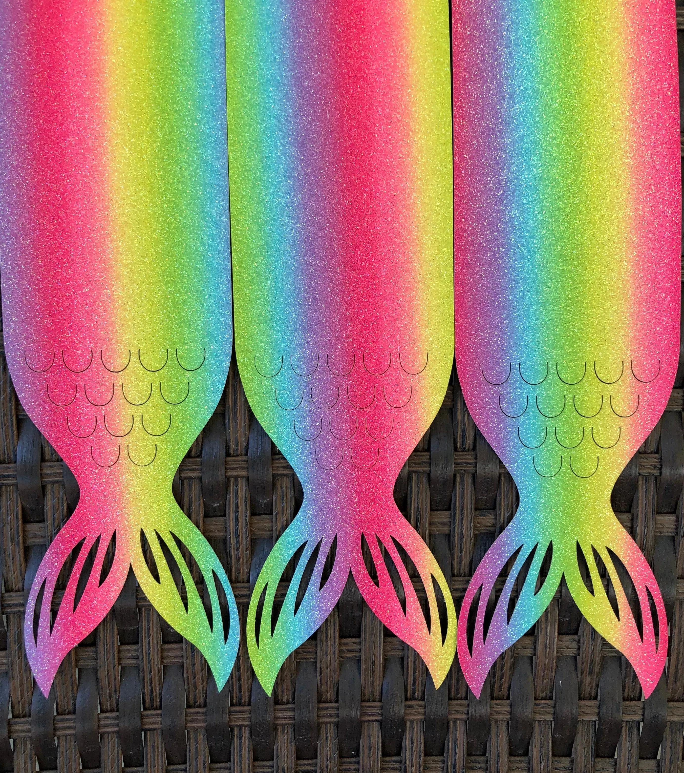 Mermaid Tail Cut Out - Rainbow Glitter