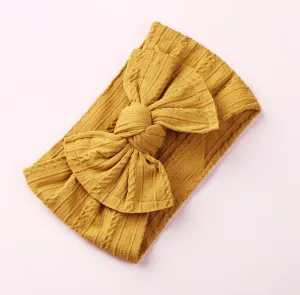 Mia Cable Knit Bow Headwrap - Mustard