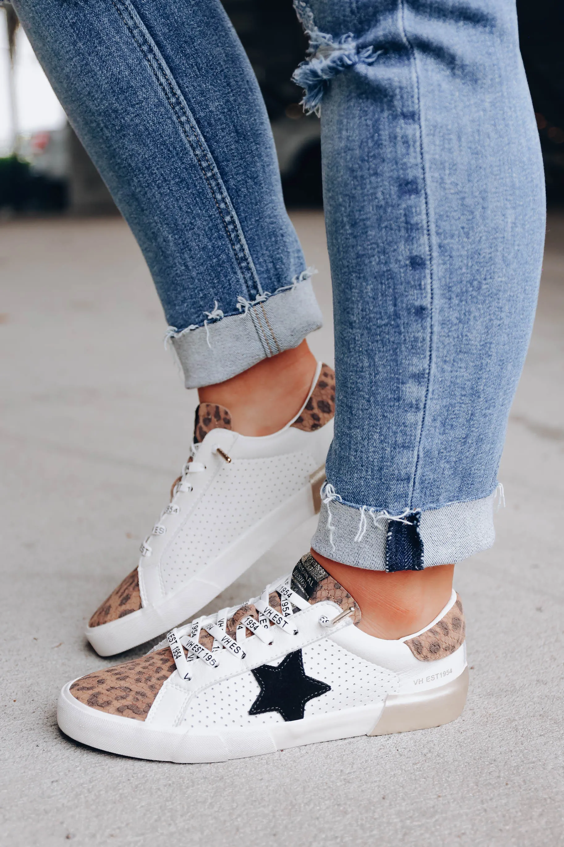 *MODEL* Bastille Sneaker by Vintage Havana - White/Leopard - SIZE 8 - FINAL SALE