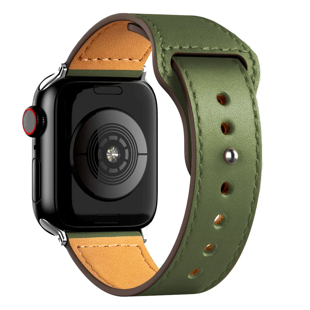 Modern Leather Band for Apple Watch with a Special Buckle Design