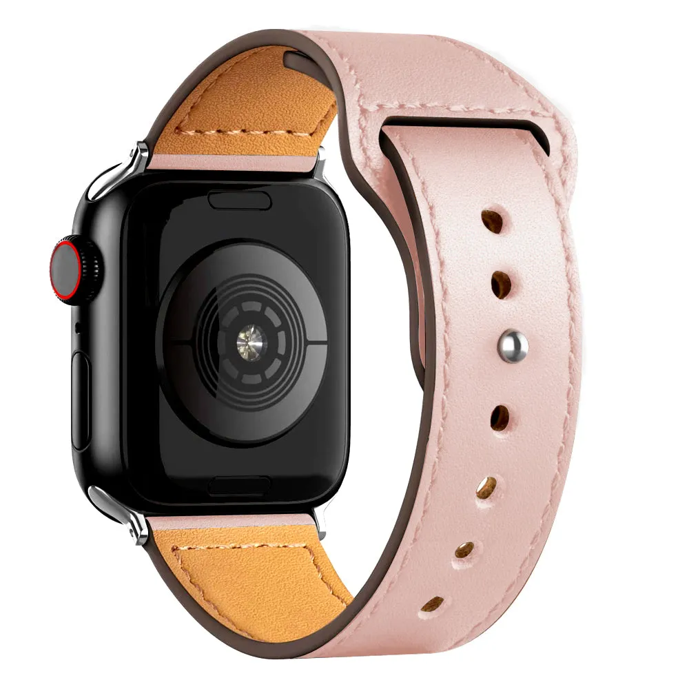 Modern Leather Band for Apple Watch with a Special Buckle Design