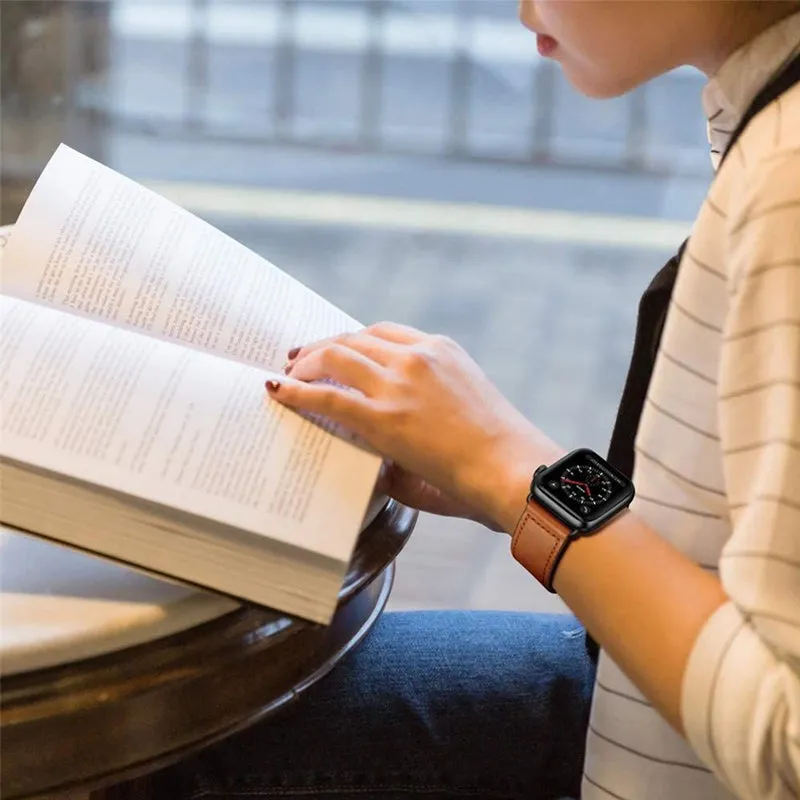 Modern Leather Band for Apple Watch with a Special Buckle Design