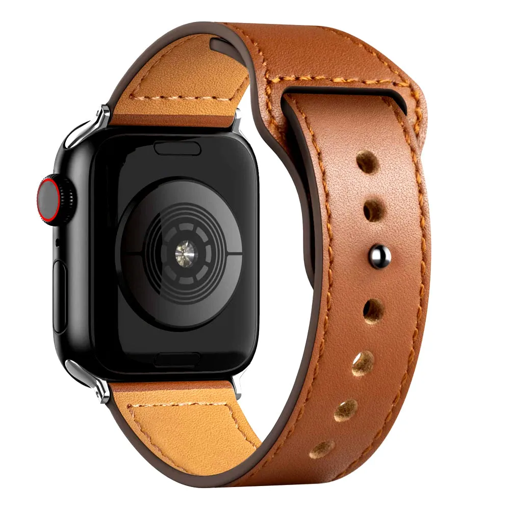 Modern Leather Band for Apple Watch with a Special Buckle Design