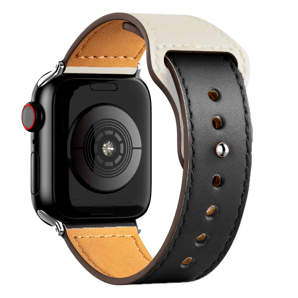 Modern Leather Band for Apple Watch with a Special Buckle Design