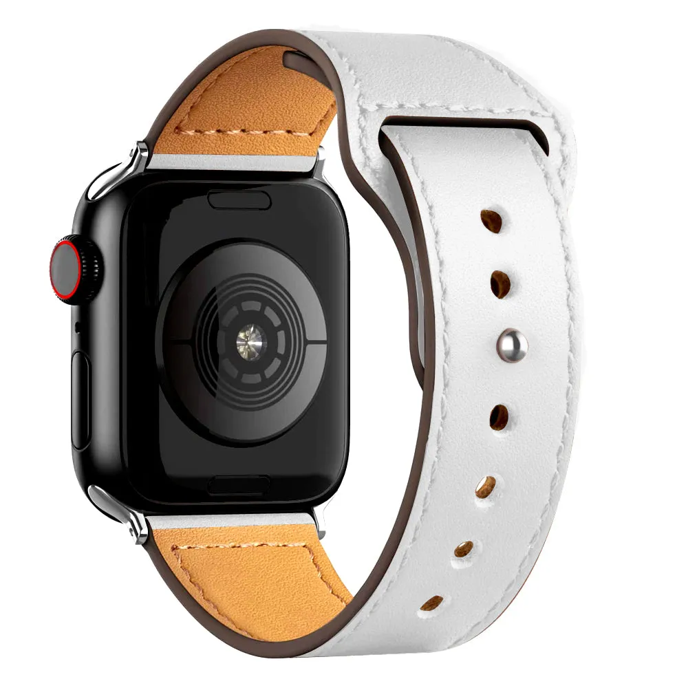 Modern Leather Band for Apple Watch with a Special Buckle Design